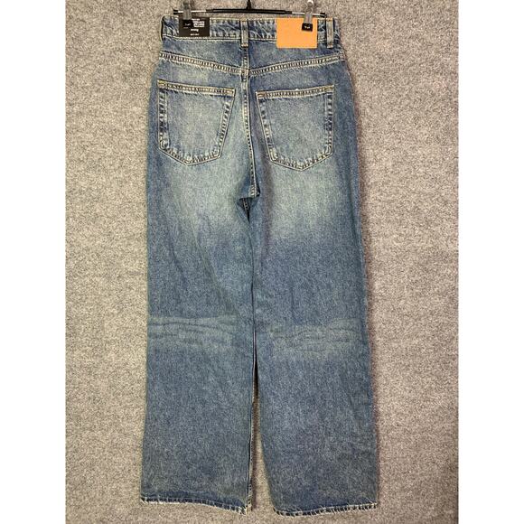NEW H&M Curvy Wide-Leg High-Waist Jeans Sz 2 Blue‎ Stretch Denim - Picture 2 of 12